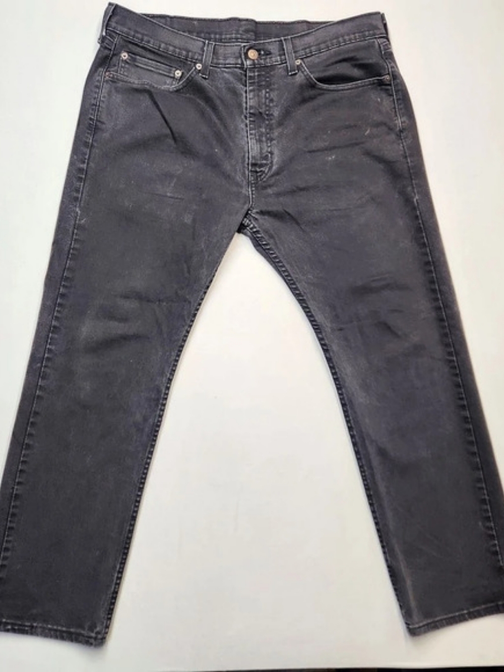 Levi's 505 Regular Straight 36x29 Jeans Men's W36 L29 Black Denim Faded Cowboy